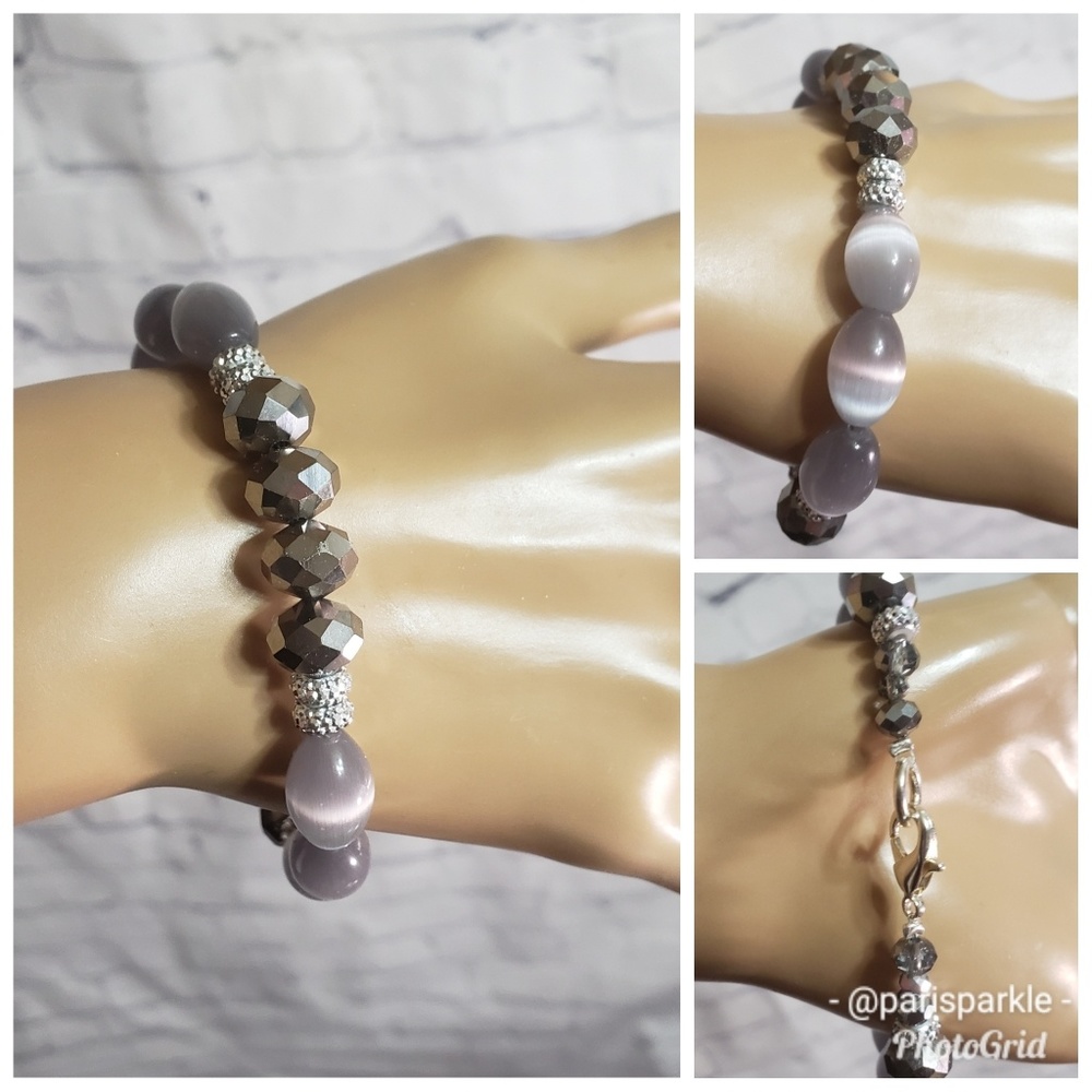 Beautiful Handmade Gray & Silver Bracelet